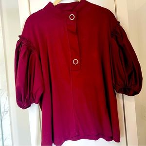 ZARA BALLOON SLEEVES MAROON TOP SIZE SMALL ( PRE LOVED)